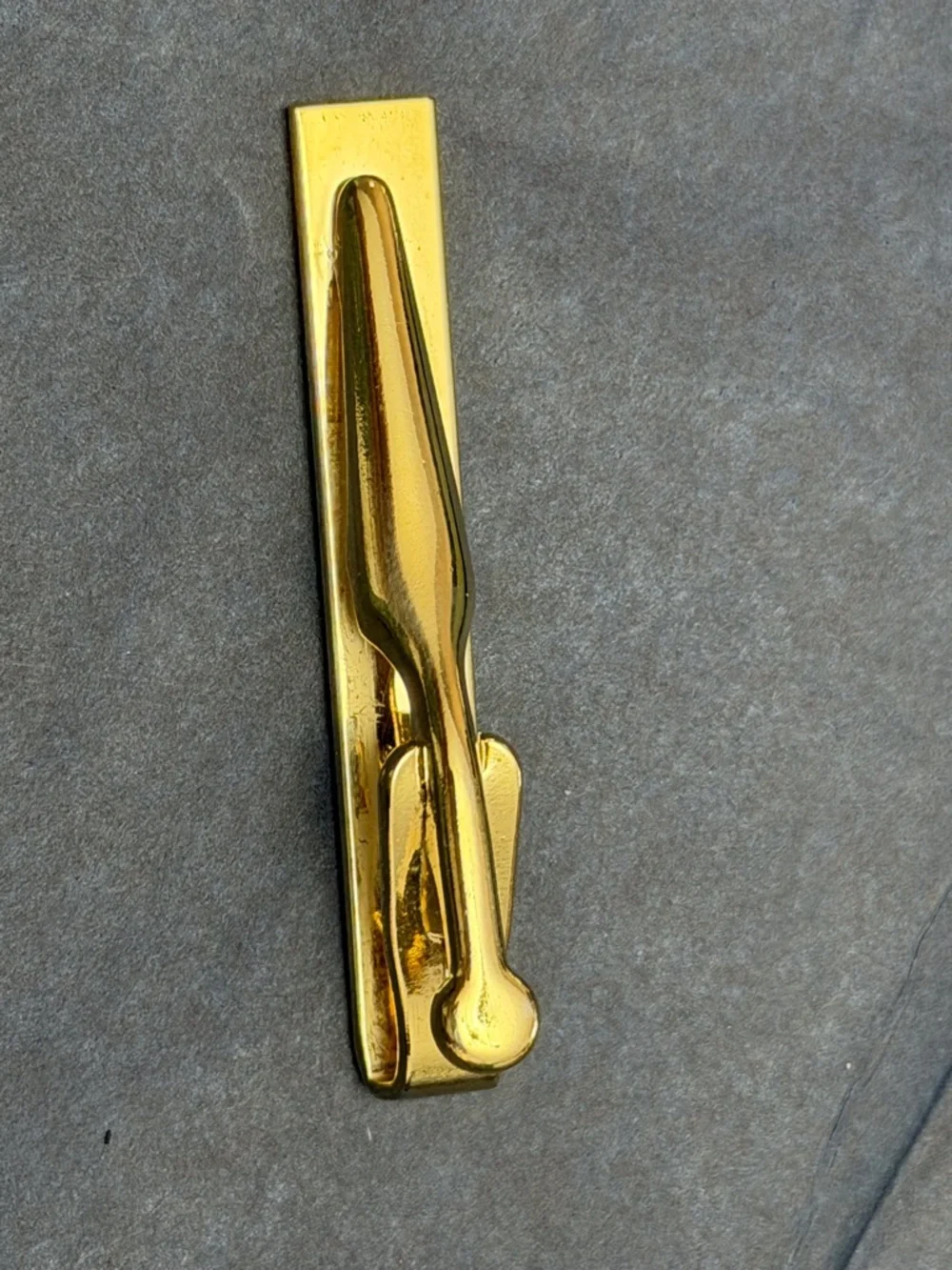 Vintage Men's Gold-Tone Coin Accent Tie Bar 2 1/8” -unbranded swank